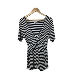 Motherhood Maternity Navy Blue Surplice Short Sleeve Top Women's Large